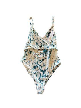 Amuse Society Patola One Piece Swimsuit Ivory Belted Tortoise Detail